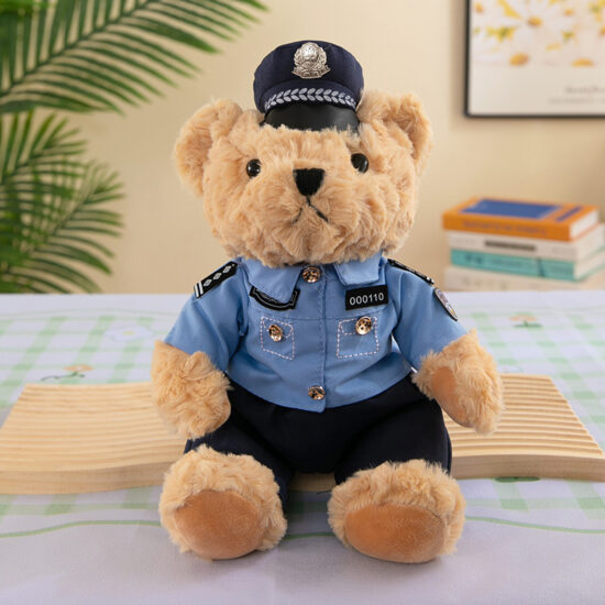 Teddy Bear Plush Toy in Police or Firefighter Uniform – Soft Stuffed Bear for Gifts and Promotions