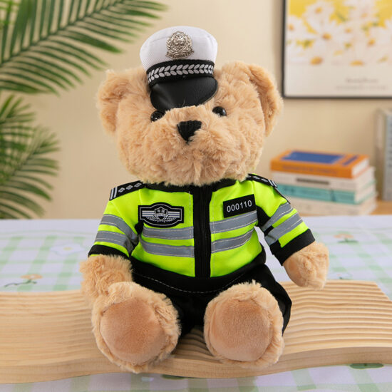Teddy Bear Plush Toy in Police or Firefighter Uniform – Soft Stuffed Bear for Gifts and Promotions
