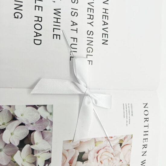 Pre-tied twist tie ribbon bows for bakery and gift packaging