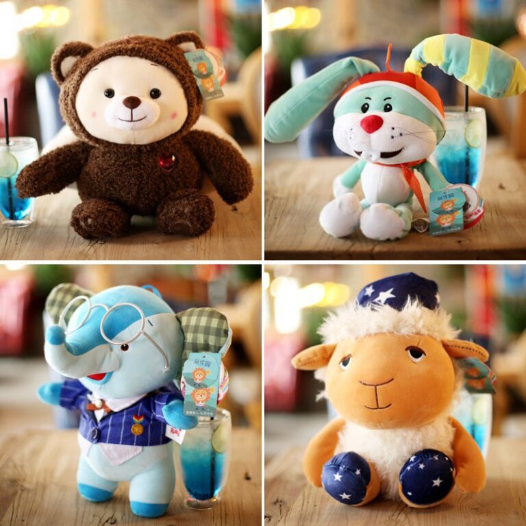 Rainbow Baby plush toys including hugging teddy bear and soft elephant doll for kids