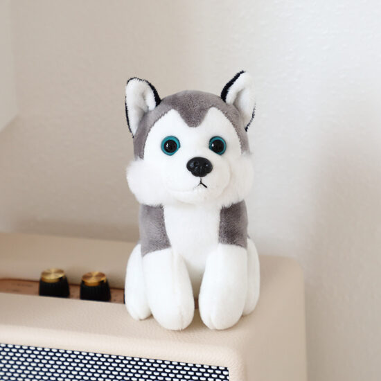 Realistic Teddy-Style Husky Plush Dog Keychain Toy