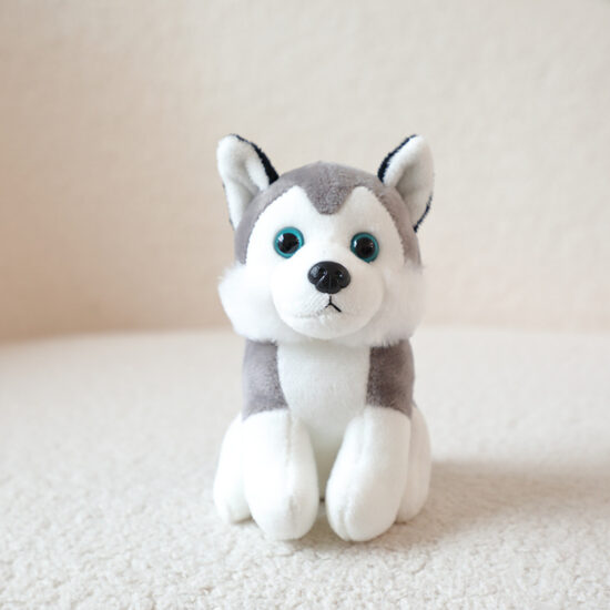 Realistic Teddy-Style Husky Plush Dog Keychain Toy