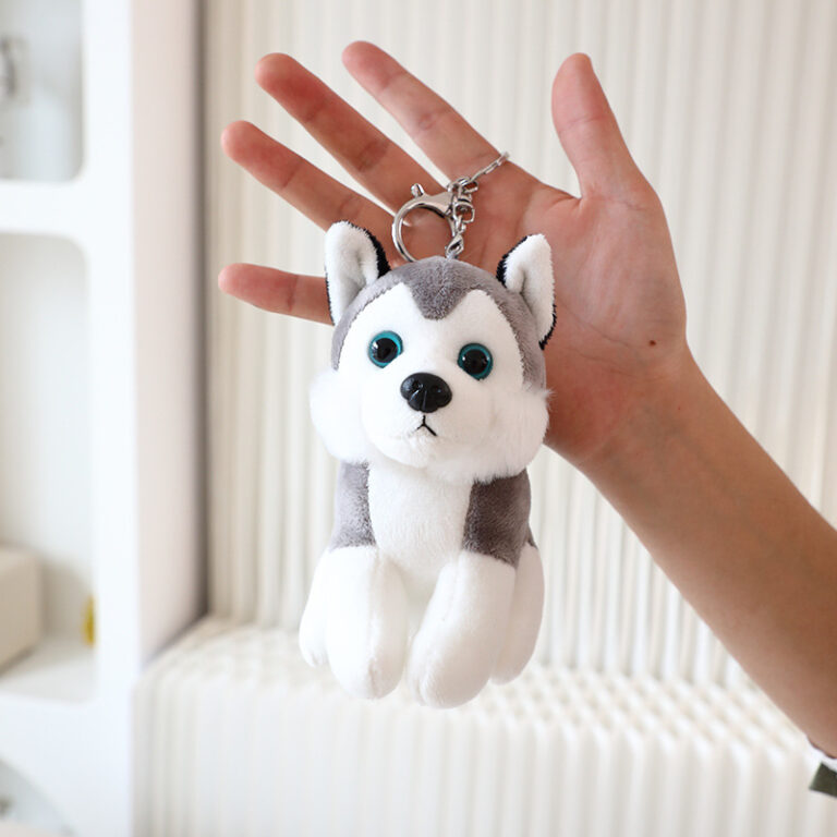 Realistic Teddy-Style Husky Plush Dog Keychain Toy