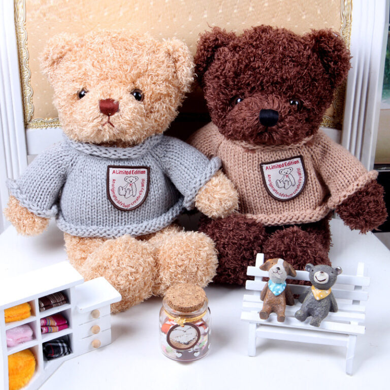 Recording teddy bear plush toy with sweater – romantic gift bear for couples