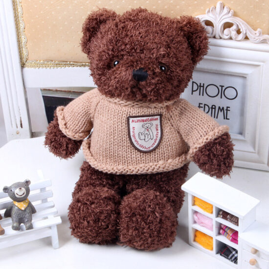 Recording teddy bear plush toy with sweater – romantic gift bear for couples