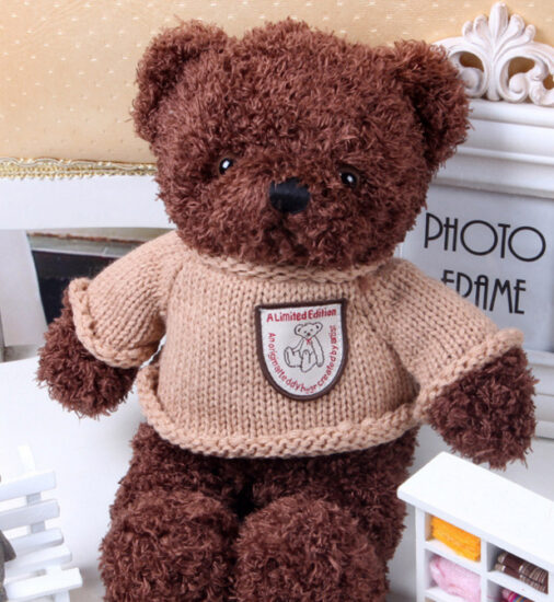 Recording teddy bear plush toy with sweater – romantic gift bear for couples