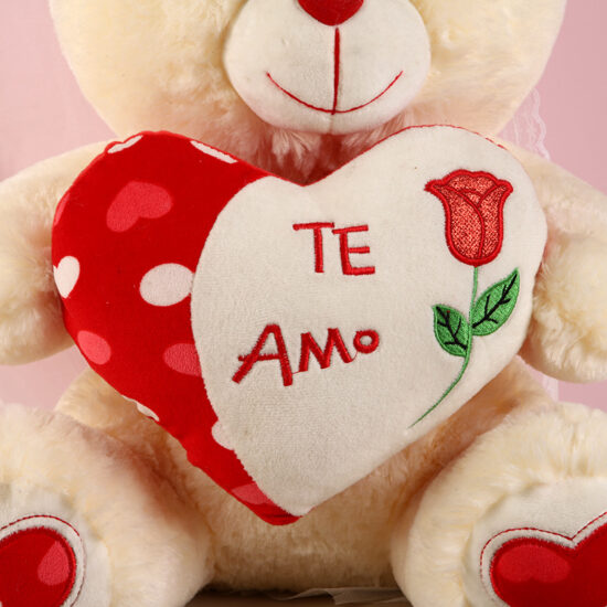 Small Seated Teddy Bear Plush with Heart – Wedding Gift Toy