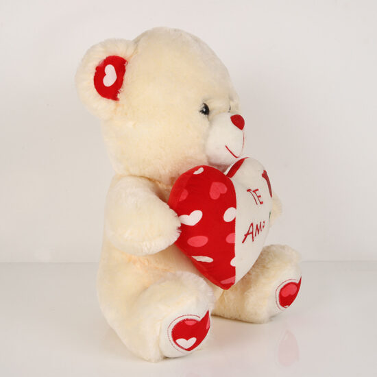 Small Seated Teddy Bear Plush with Heart – Wedding Gift Toy