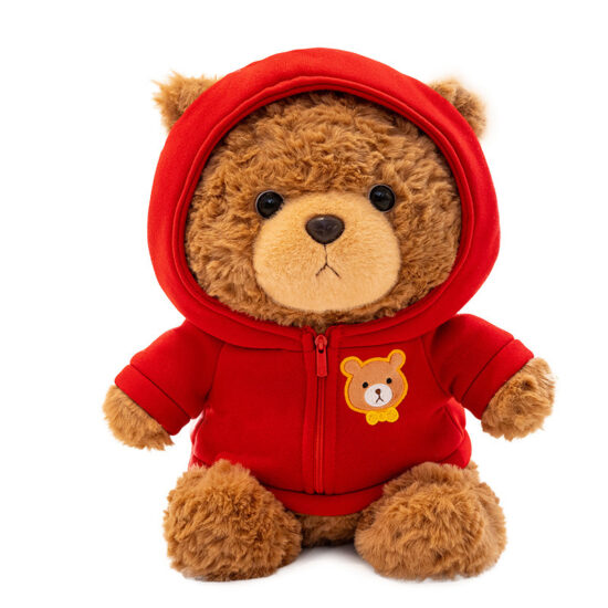 Sporty teddy bear plush toy with heart sweater – children’s gift stuffed animal