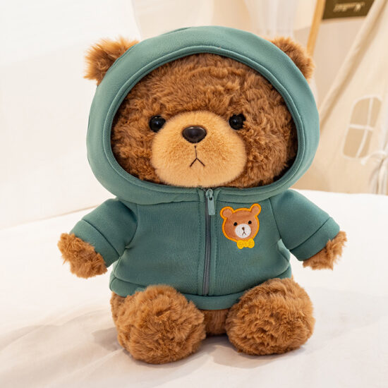 Sporty teddy bear plush toy with heart sweater – children’s gift stuffed animal