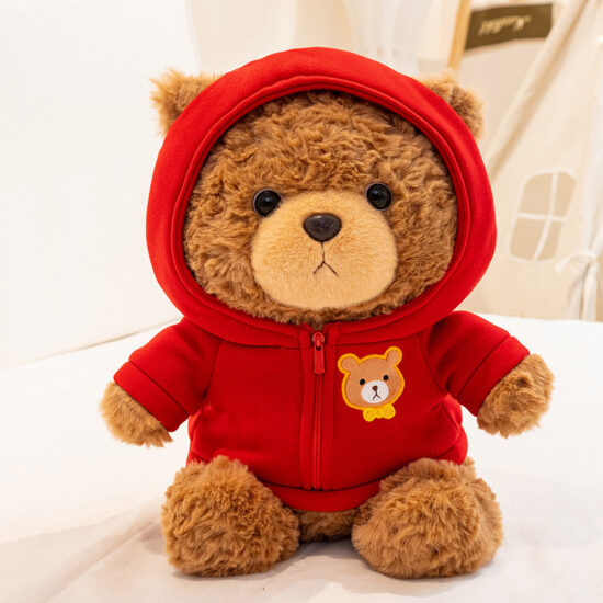Sporty teddy bear plush toy with heart sweater – children’s gift stuffed animal