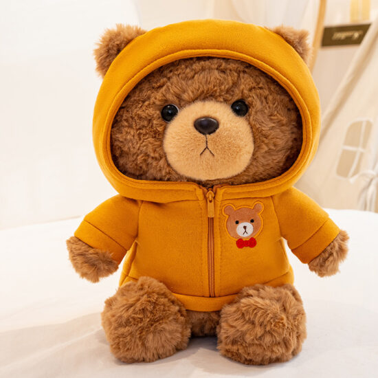 Sporty teddy bear plush toy with heart sweater – children’s gift stuffed animal