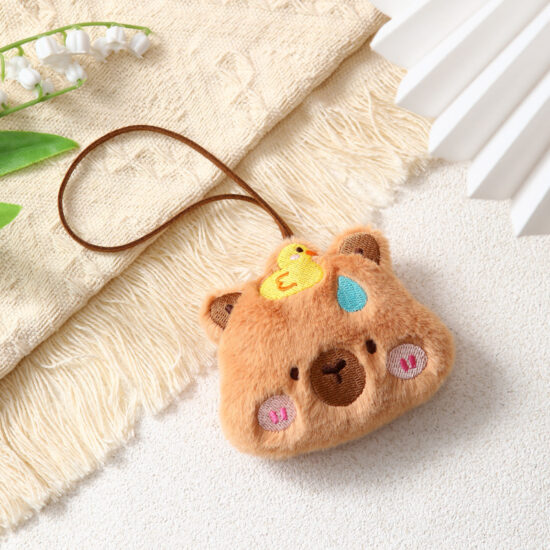 Cute Squeaky Plush Animal Keychains – Capybara, Teddy Bear, Cat, Star


