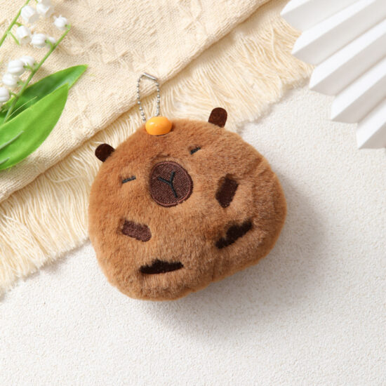 Cute Squeaky Plush Animal Keychains – Capybara, Teddy Bear, Cat, Star

