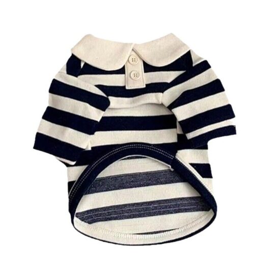 Striped polo shirt for small dogs and cats, lightweight spring-autumn pet clothes