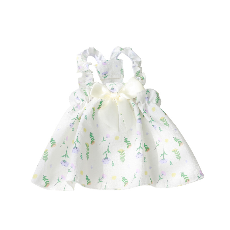 Lightweight floral dog dress with leash ring for small pets in summer