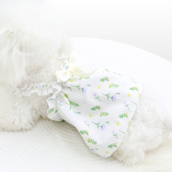 Lightweight floral dog dress with leash ring for small pets in summer