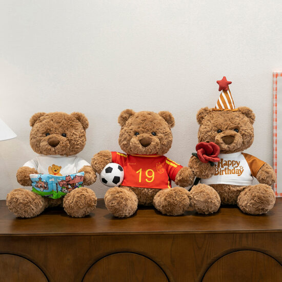 Themed teddy bear plush toys – football and reading bear stuffed animals