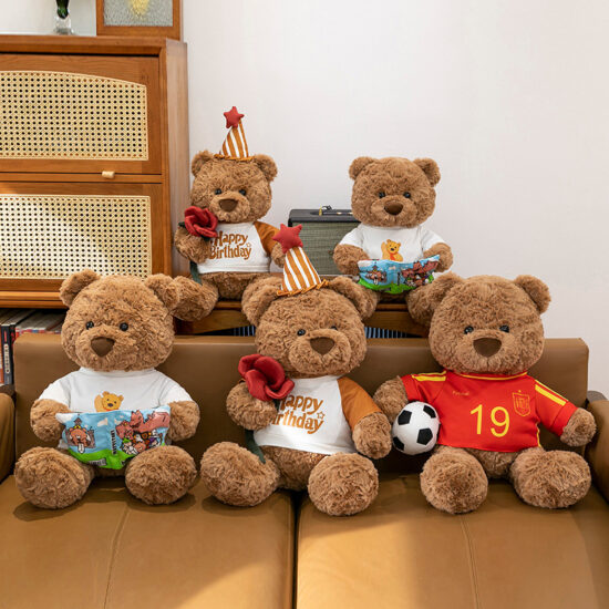 Themed teddy bear plush toys – football and reading bear stuffed animals