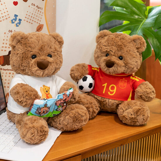 Themed teddy bear plush toys – football and reading bear stuffed animals