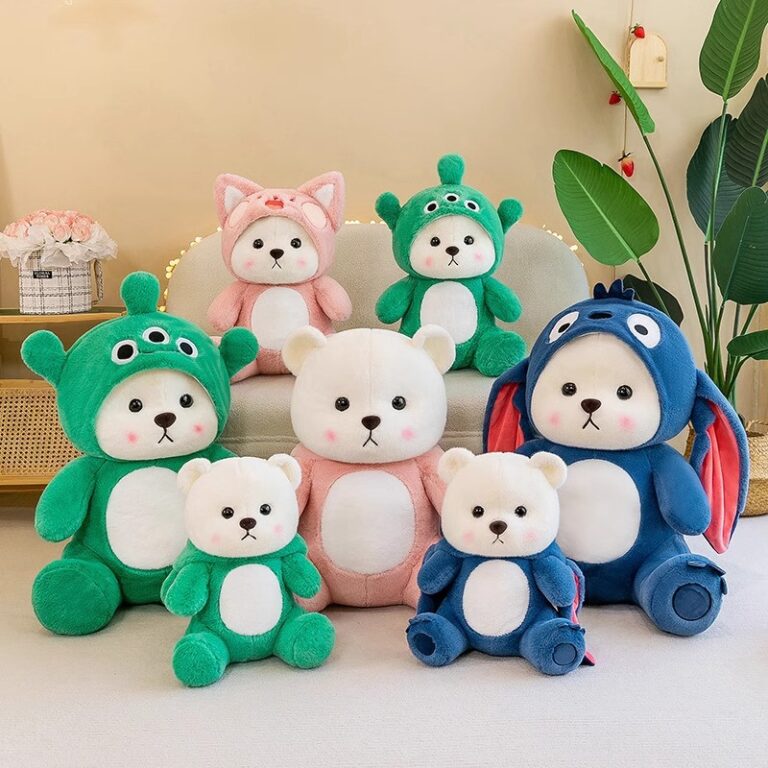 Transforming teddy bear plush doll – Tina-style soft toy and pillow