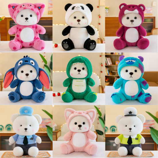 Transforming teddy bear plush doll – Tina-style soft toy and pillow