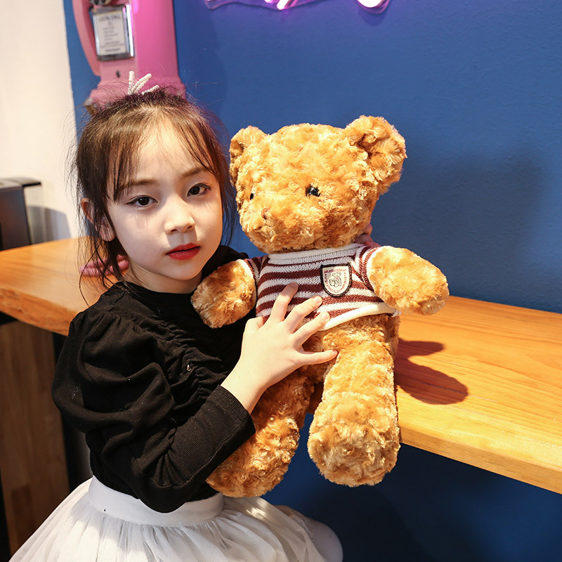 Trendy teddy bear plush toy in clothes – soft doll gift for girls and kids