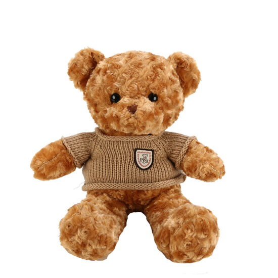 Trendy teddy bear plush toy in clothes – soft doll gift for girls and kids

