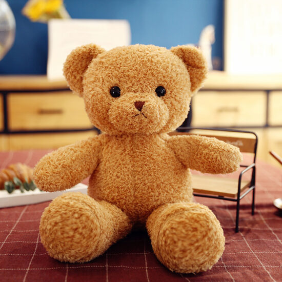 Trendy teddy bear plush toy in clothes – soft doll gift for girls and kids

