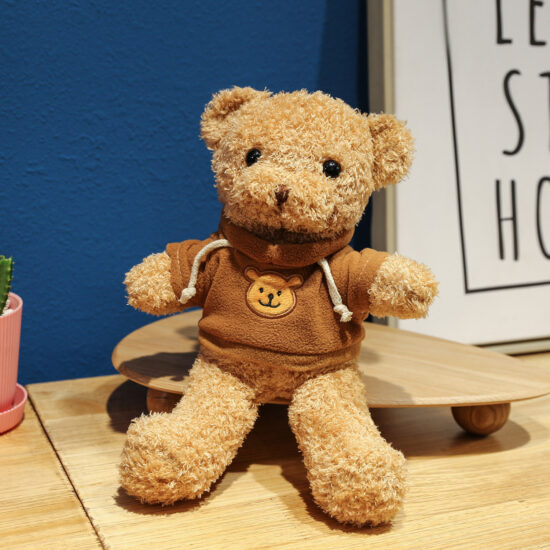 Trendy teddy bear plush toy in clothes – soft doll gift for girls and kids

