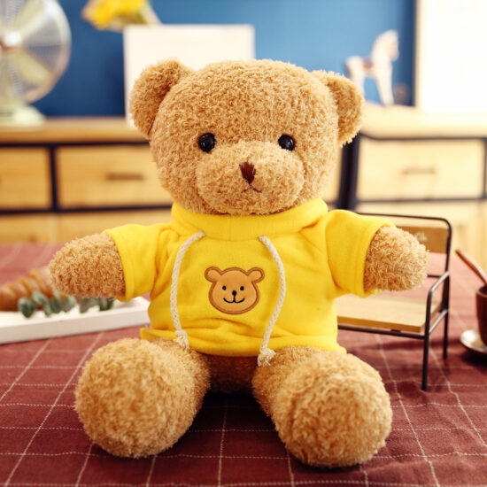 Trendy teddy bear plush toy in clothes – soft doll gift for girls and kids

