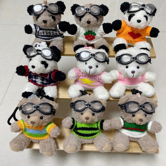 Flying Teddy Bear Plush Keychain with Outfit for Bags and Clothing Accessories

