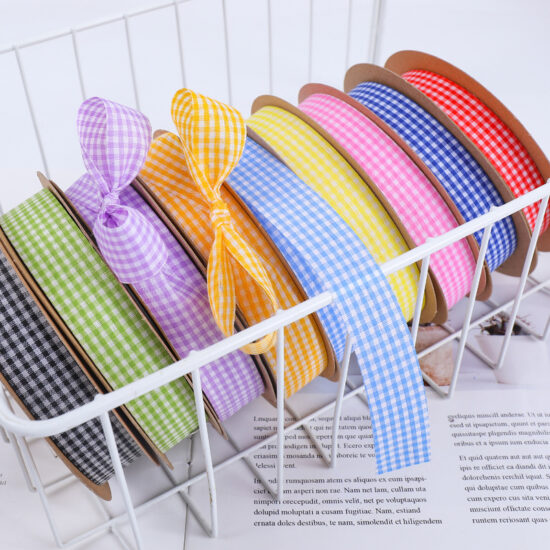 Trendy plaid ribbon for cake and floral packaging with Christmas design