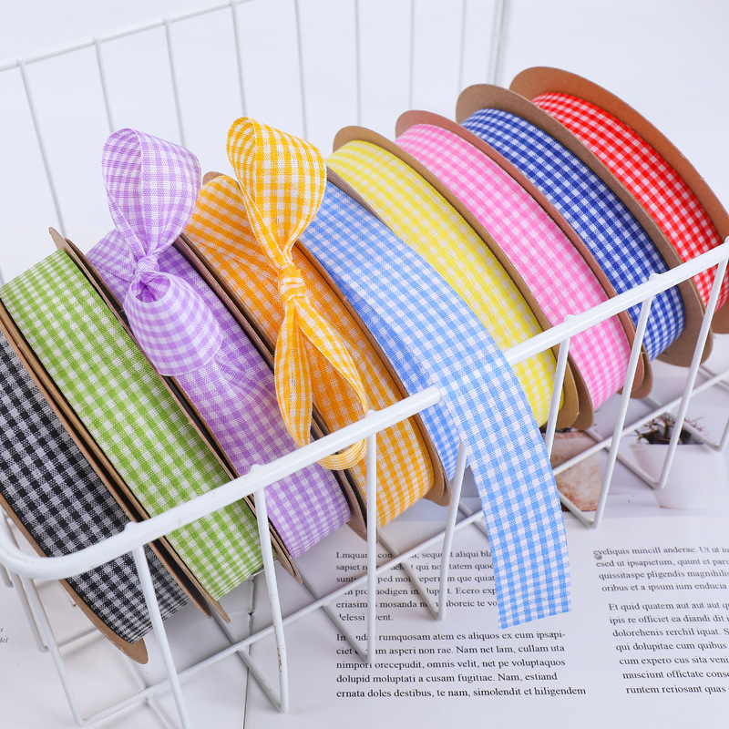 Trendy plaid ribbon for cake and floral packaging with Christmas design