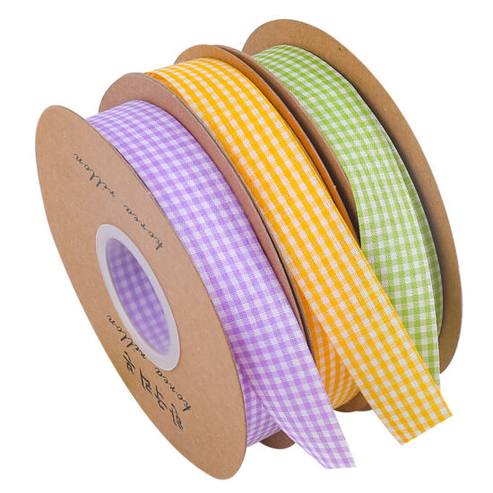 Trendy plaid ribbon for cake and floral packaging with Christmas design