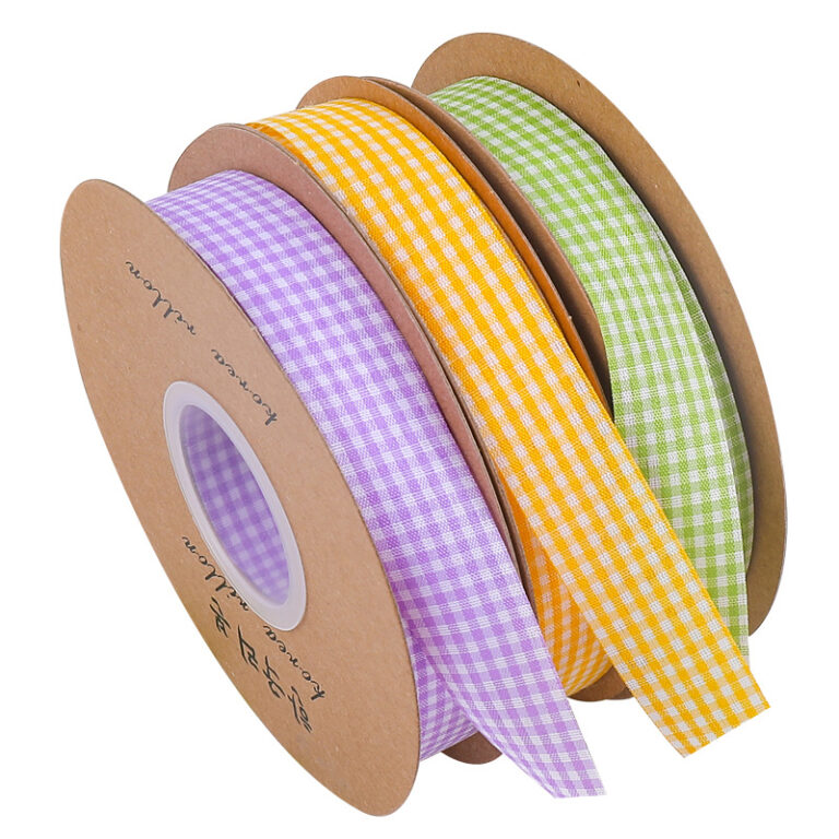 Trendy plaid ribbon for cake and floral packaging with Christmas design