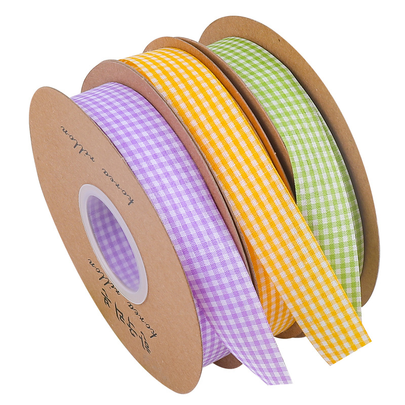 Trendy plaid ribbon for cake and floral packaging with Christmas design