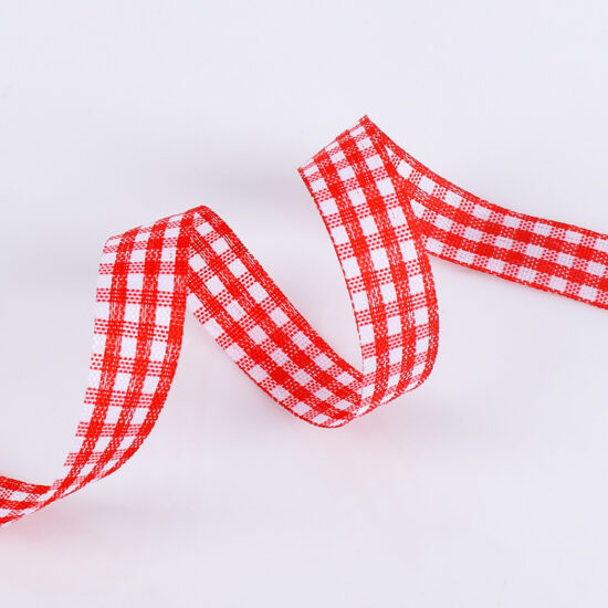 Trendy plaid ribbon for cake and floral packaging with Christmas design