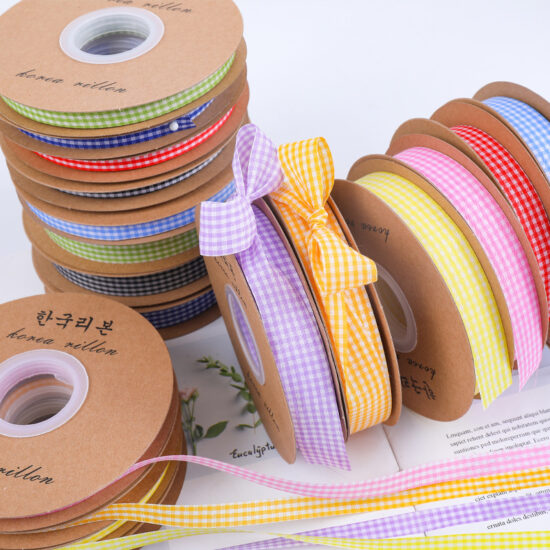 Trendy plaid ribbon for cake and floral packaging with Christmas design