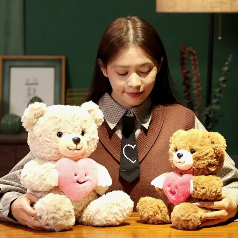 Valentine’s Day Teddy Bear Holding Heart – Plush Gift Toy for Girlfriend