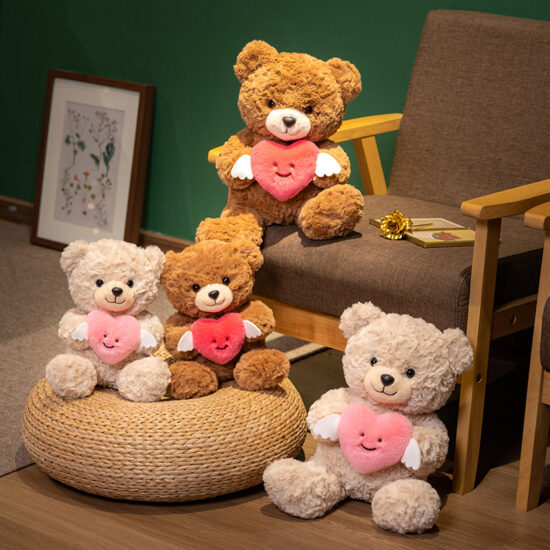 Valentine’s Day Teddy Bear Holding Heart – Plush Gift Toy for Girlfriend
