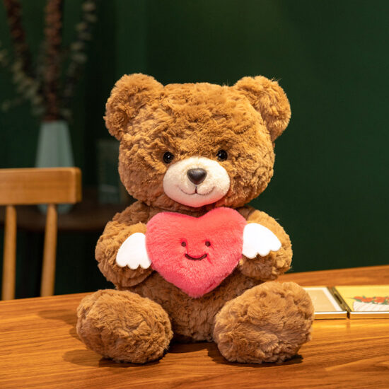 Valentine’s Day Teddy Bear Holding Heart – Plush Gift Toy for Girlfriend