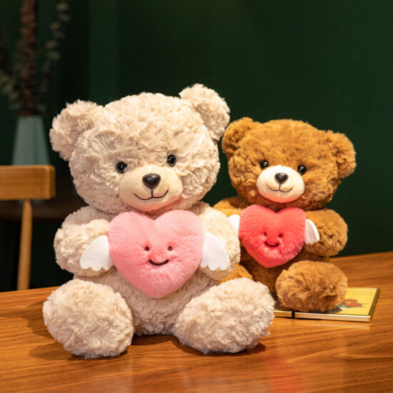 Valentine’s Day Teddy Bear Holding Heart – Plush Gift Toy for Girlfriend
