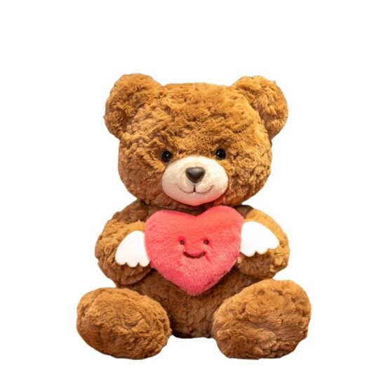 Valentine’s Day Teddy Bear Holding Heart – Plush Gift Toy for Girlfriend