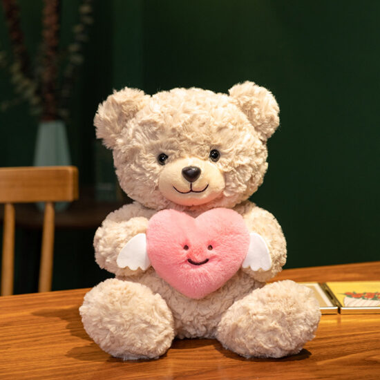 Valentine’s Day Teddy Bear Holding Heart – Plush Gift Toy for Girlfriend