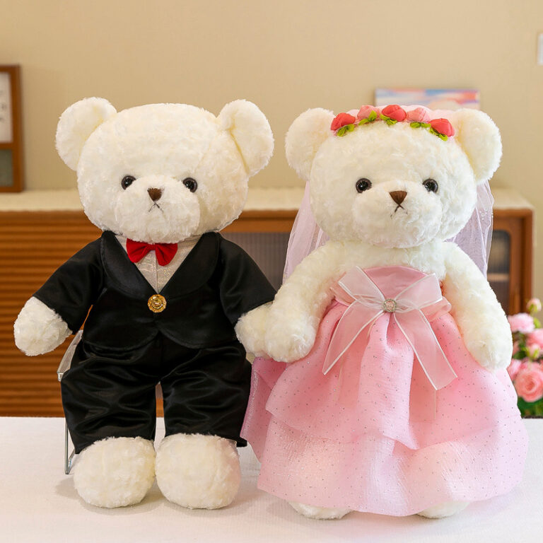 Wedding Teddy Bear Couple Plush Dolls for Gifts