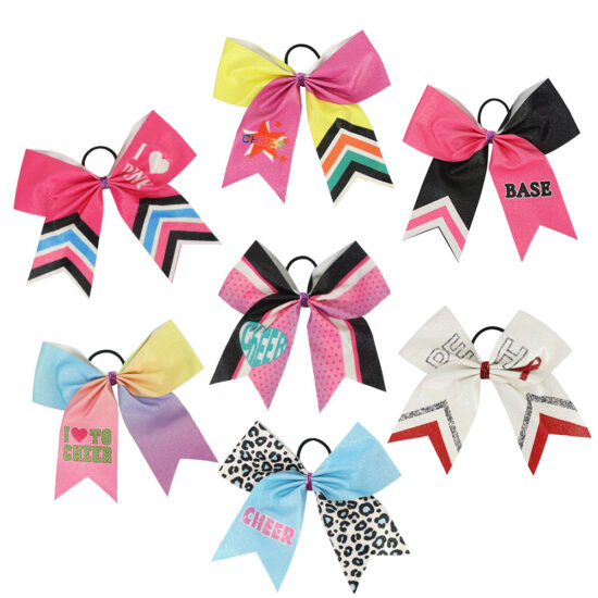 Colorful cheerleading hair bows for kids and dance team accessories