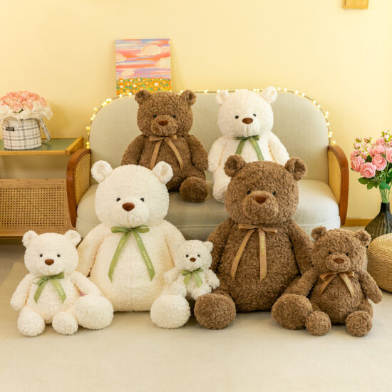Medium size cartoon teddy bear plush toy for kids' birthday gift

