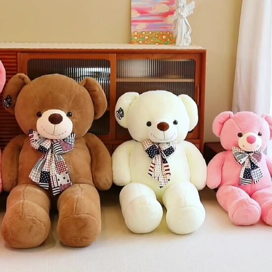 Giant Teddy Bear Plush with Bow Tie – Large Hugging Bear Sleeping Pillow