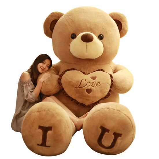 Large Plush Teddy Bear Holding Heart – Stuffed Toy for Girls Birthday Bedtime Gift